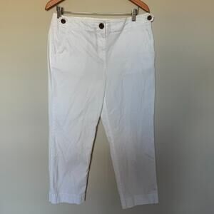Talbots Womens Chino Ankle Pants 8 White Coastal Casual Minimalist Beachy Casual